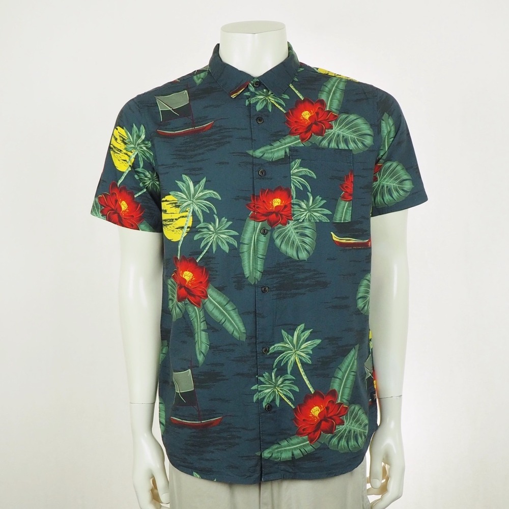 Roark Jamie Thomas Capsule Hawaiian Shirt Mens Medium Blue Floral AOP Tropical